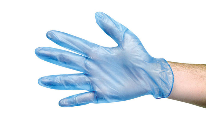 blue vinyl gloves