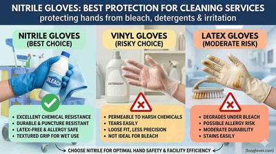 Nitrile Gloves for Cleaning Services: Protecting Hands from Bleach and Detergents