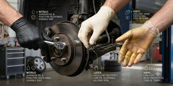 Nitrile vs. Latex vs. Vinyl Gloves for Mechanics: Which Should You Buy?