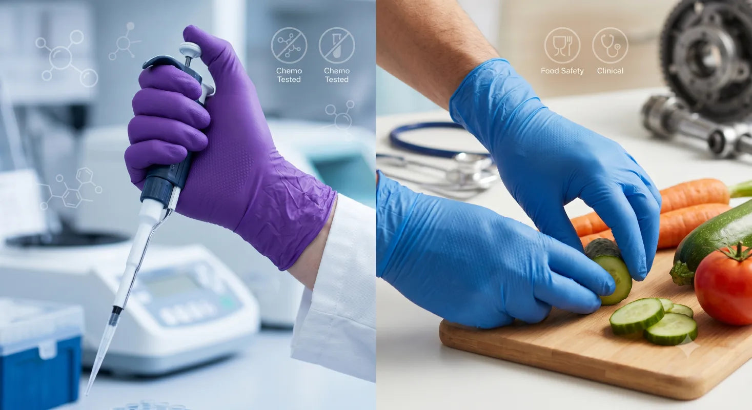 Purple vs Blue Nitrile Gloves: What Actually Changes Besides Color?