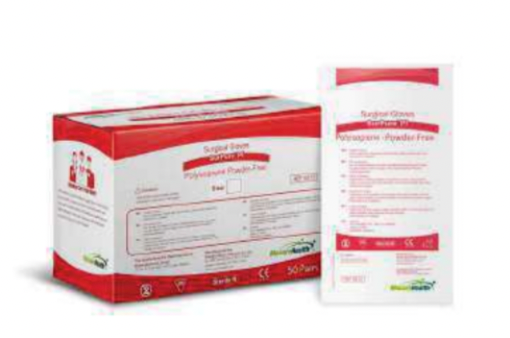 SurPure PI sterile polyisoprene surgical glove sealed packaging